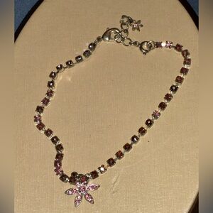 Elegant Pink and Silver Flower Bracelet